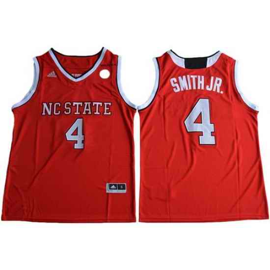 Wolfpack #4 Dennis Smith Jr  Red Basketball Stitched NCAA Jersey